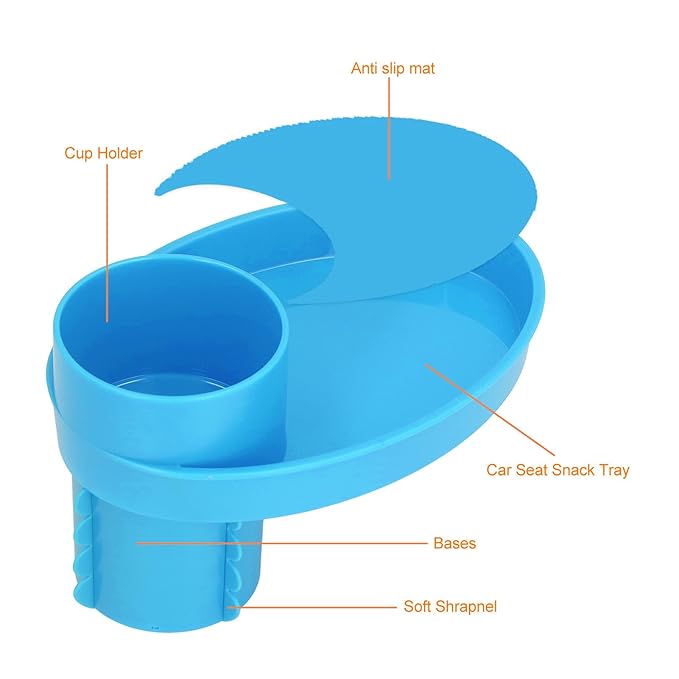 Keenso Car Seat Snack Tray,Portable Travel Rotating Cup Holder Plate for Car Seats, Booster,Stroller (#13)