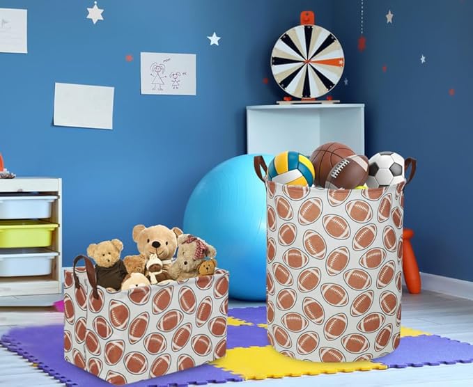 Essme Rectangular Football Baskets ,Kids Storage Box,Toy Bin for Boys with Handles for Room Decor, Kids Basket,Shelf Basket,Toy Organizer(Footballs)