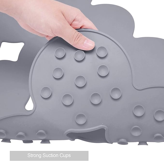 Webos Patented Non Slip Bathtub Mat Shower Mat Bath Mat Tub Mats with Strong Suction Cups Soft Natural Rubber Bath Mat for Inside The tub (Circle-Grey, 28x16 inch)