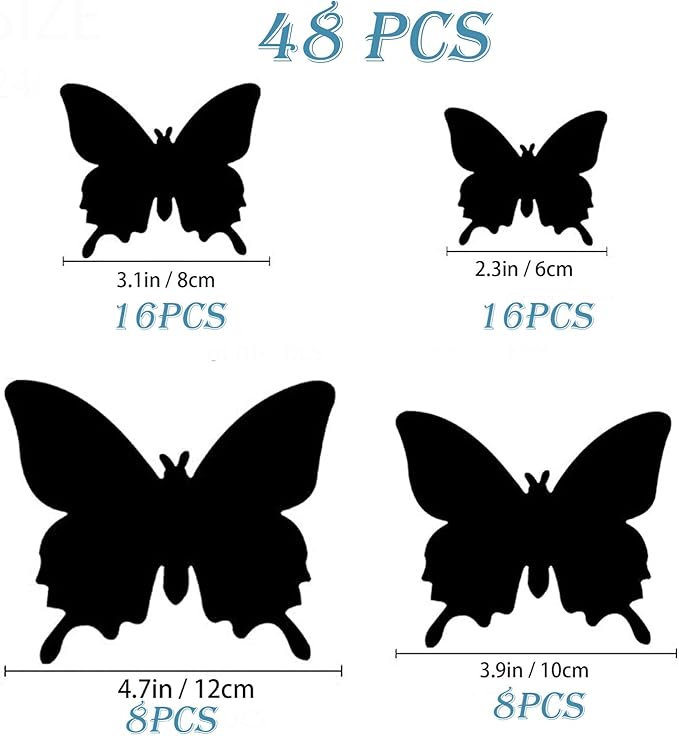 OPSEAM Butterfly Wall Decor 24/48 PCS, 3D Butterflies Stickers for Party Decorations with Magnets(Blue, 48)