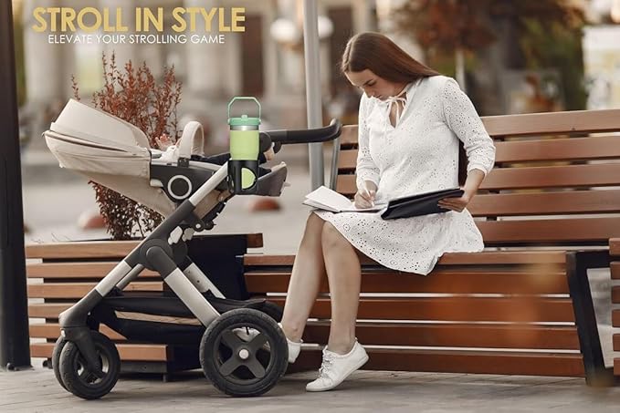 New Stroller Cup Holder for Stanley Quencher H2.0 (30 & 40 Oz. Models), Also Compatible with Stanley IceFlow (20 & 30 Oz. Models) - Gray