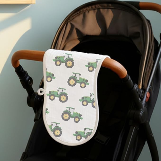 Spriggenix 6 Pack Farm Burp Cloths Baby Boys Girls with Farm Animals Pattern, Large Cotton Burp Rags for Newborns Gifts Nursery Decor Extra Soft and Absorbent 9.8X19.6inches