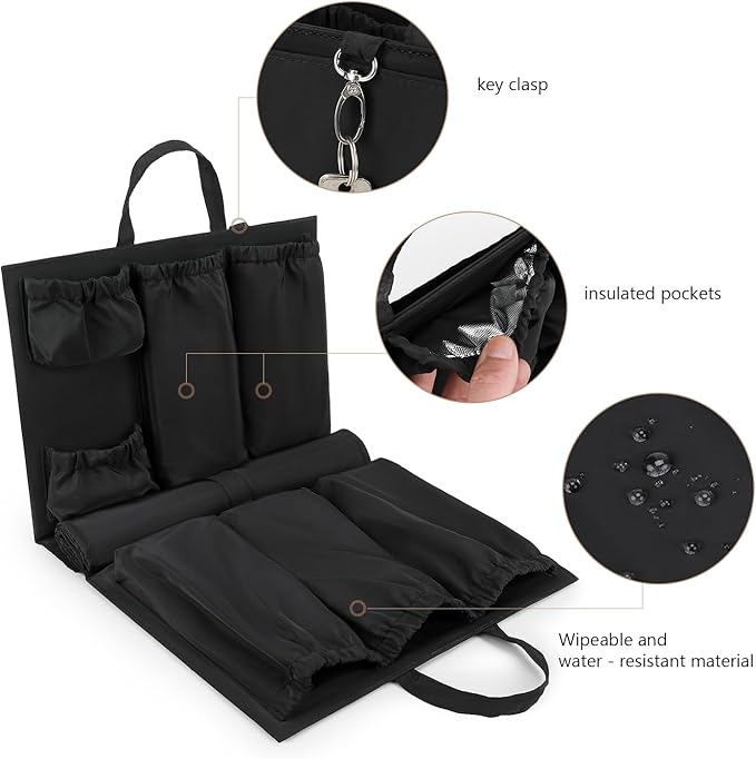 Lmbabter Removable Organizer Insert with Insulated Pocket,Updated Diaper Bag with 11 Total Pockets&Changing Pad, Handbag Tote Bag for Women Mommy Nurse (Black)
