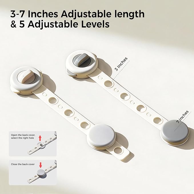 Baby Locks (6-Pack), Child Proof Cabinet & Drawer Locks, No Screws/Magnets Quick Install, Baby Proofing Locks for Kitchen, Toilet, Fridge & Furniture (Gray)