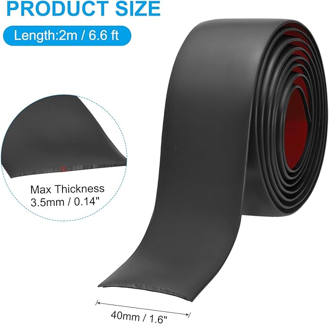 PATIKIL Self Adhesive Floor Transition Strip 1.6 in x 6.6 Ft, Vinyl Laminate Floor Flat Divider for Joining Floor Gaps Doorways Carpet Cover Floor Tiles Black