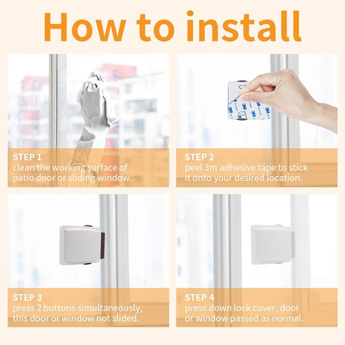 Goodv Child Proof Window Sliding Door Lock 2 Grey Packs (Suit for Working Space Over 0.42in and Under 1.18in) Security Your Baby Safe and Protect Kid outof Dangerous at Home (2, Grey)