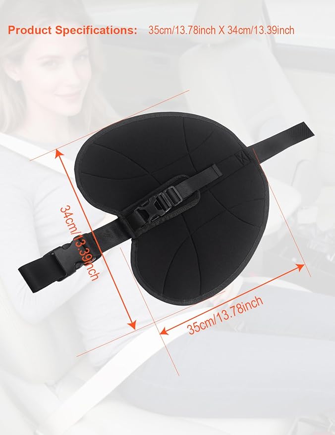 Pregnancy Seat Cushion Cover, Car Front Seat Cover with Strap Adjuster for Pregnant Women, Expectant Mothers & Abdominal Recovery – Relieves Pressure, Improves Comfort (Black)