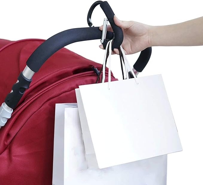 TGOOD Stroller Hooks-2pacs X-Large 16cm(6.3") of Multipurpose Hook Clips-for Mommy Shopping Bags,Baby Diaper Bags,Groceries,Clothing,Purse(Stroller Accessories-Black).