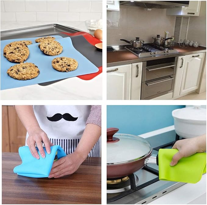 HomeDo Waterproof Silicone Placemats, Non-Stick Baking Mat, Non-Slip Dining Table Mat for Kids/Baby/Children, Heat Resistant Insulation Countertop Protector Pads (Clear, 15.75x11.81Inch-3pack)