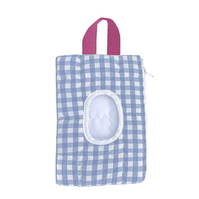 HIBEAR Quilted Diaper Wipe Pouch Portable Mommy Bag Refillable Floral Baby Wipe Holder for Travel Stroller Daily Casual (Plaid B)