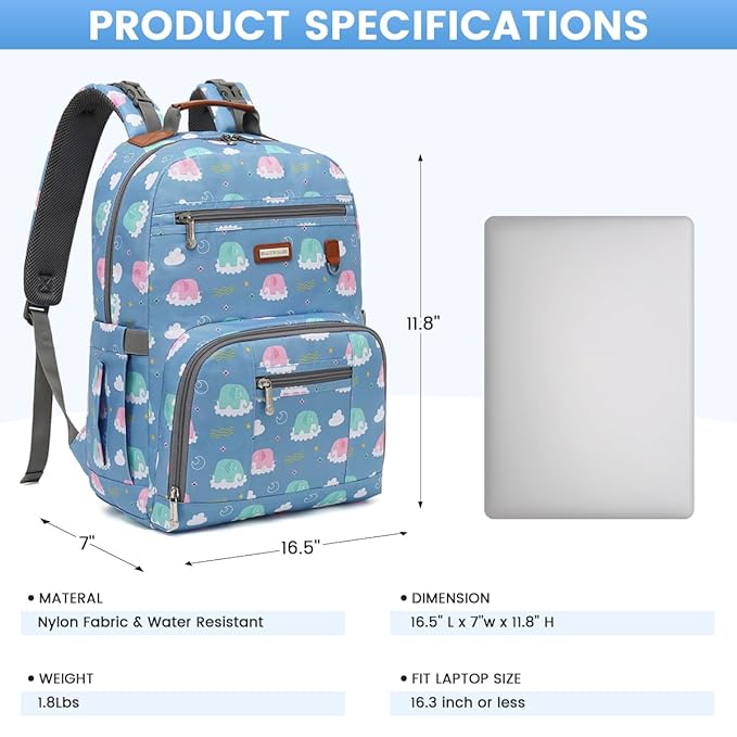 BILLITON MASHI Diaper Bag Backpack, Large Baby Nappy Bags with Portable Changing Pad for Boys and GirlsMultifunction Travel Baby Bag for Moms Dads, Shower Gifts Waterproof and Stylish
