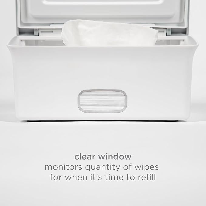 Ubbi Baby Wipes Dispenser, Baby Wipes Case, Baby Wipes Holder with Weighted Plate, Keeps Wipes Fresh, Non-Slip Rubber Feet, White