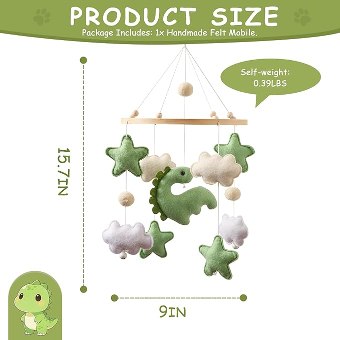 Baby Mobile for Crib – Handmade Hanging Felt Nursery Mobile – Fits Most Crib Arms – Gender-Neutral Boho Nursery Decor & Baby Gift