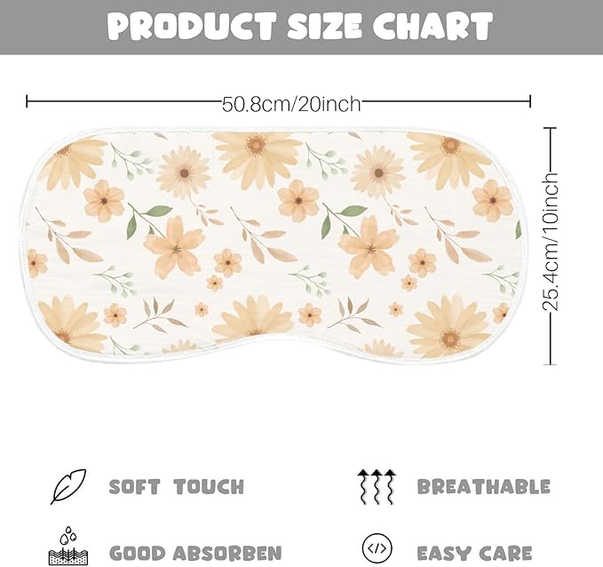 Spriggenix 6 Pack Boho Theme Burp Cloths Baby Girls Boys, Large Cotton Burping Clothes for Newborns Gifts Extra Soft and Absorbent 9.8X19.6inches