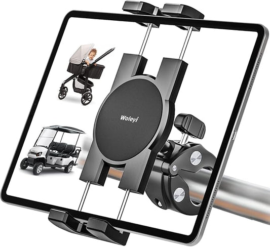 Stroller Tablet Holder for Baby - Tablet Mount Handlebar Clamp for Scooter, Wheelchair, Gym Bicycle, Workout Equipment, Tripod for iPad Pro Air Mini, Galaxy Tabs, Z Fold, Fire, iPhone, 4.7-13" Devices