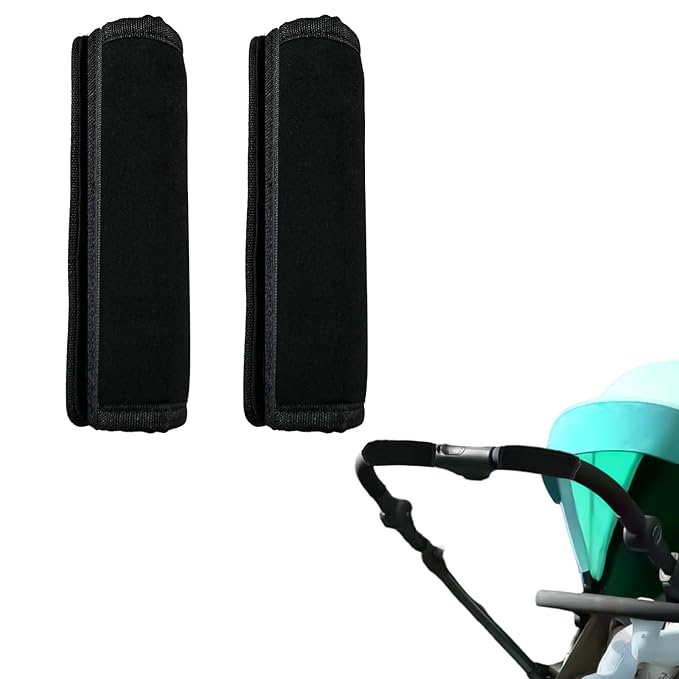 2 Pack 6.3 ×5.51in Armrest Handle Cover,Handle Sleeve Cover Replacement Pushchair Universal Handle Cover Accessory Elastic Dust Proof Protector Sleeve for Pushchair Pram(Black)
