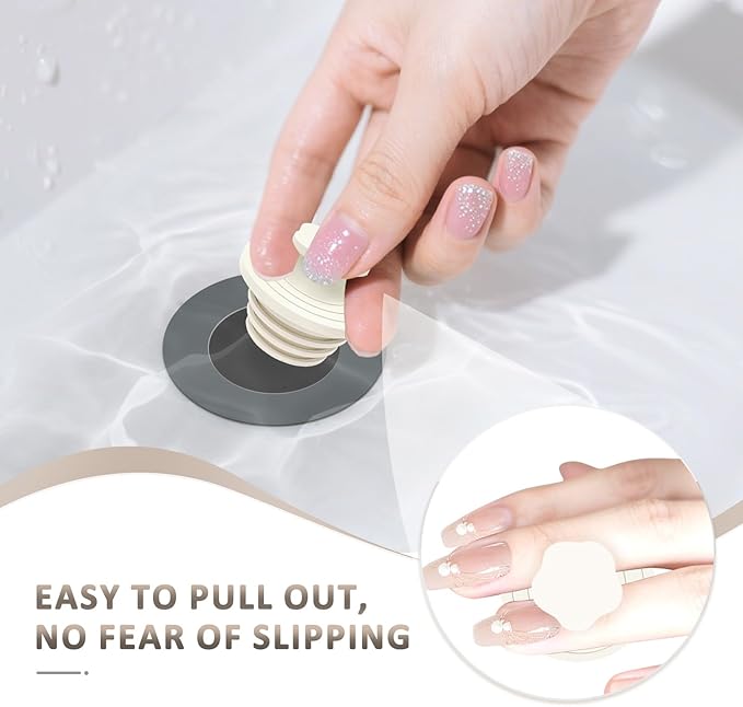 Bathtub Drain Stopper - 2 Pack Universal Shower Drain Cover & Sink Strainer, Tub Stopper Bathtub Drain for Bathroom, Tub, and Shower Drain - Easy Install Shower Drain (Beige)
