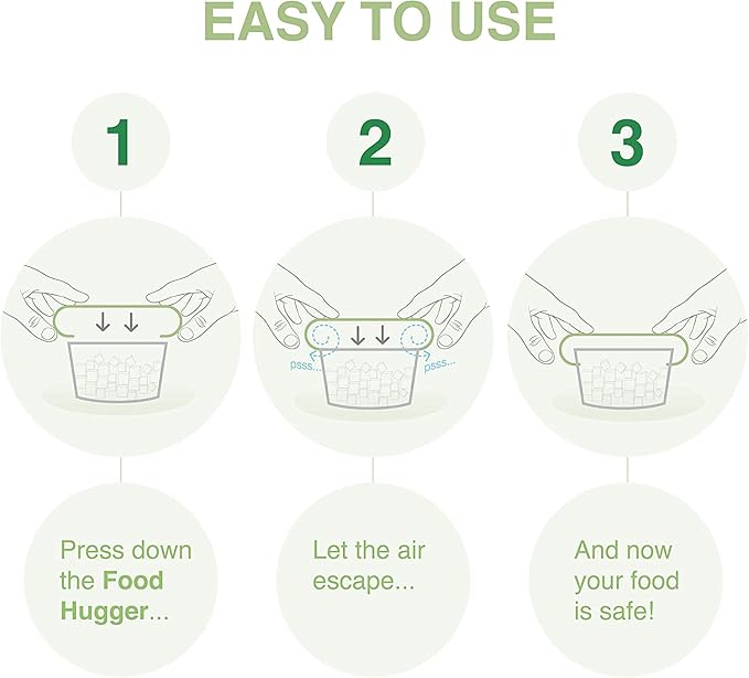 Food Huggers Replacement Lids for Glass Storage Containers | Silicone & Glass Lids that Don’t Crack | Fits Most Round Container Brands & Bowls | 100% Plastic Free | 1 Lid (Medium), Gradual Green