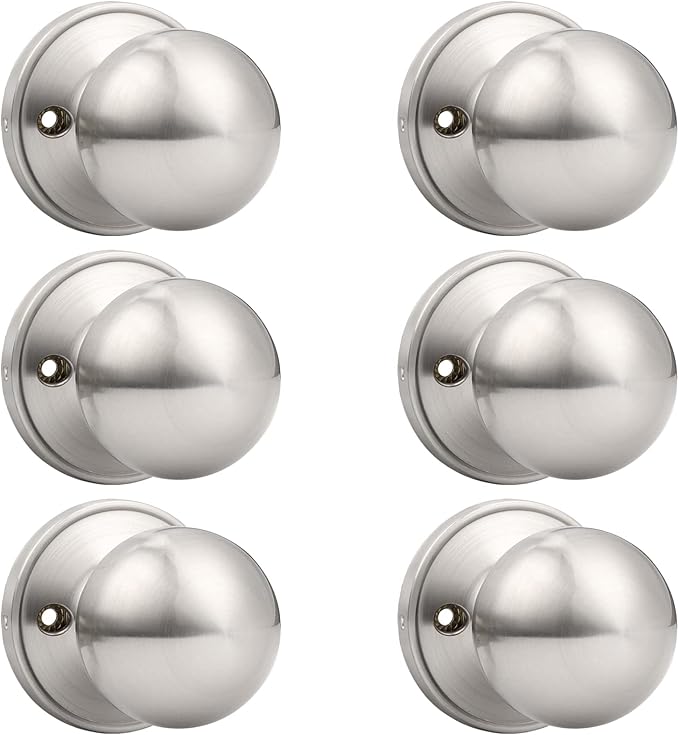 Probrico Dummy Door Knobs Brushed Nickel Single Inactive Ball Knobs Pack of 6
