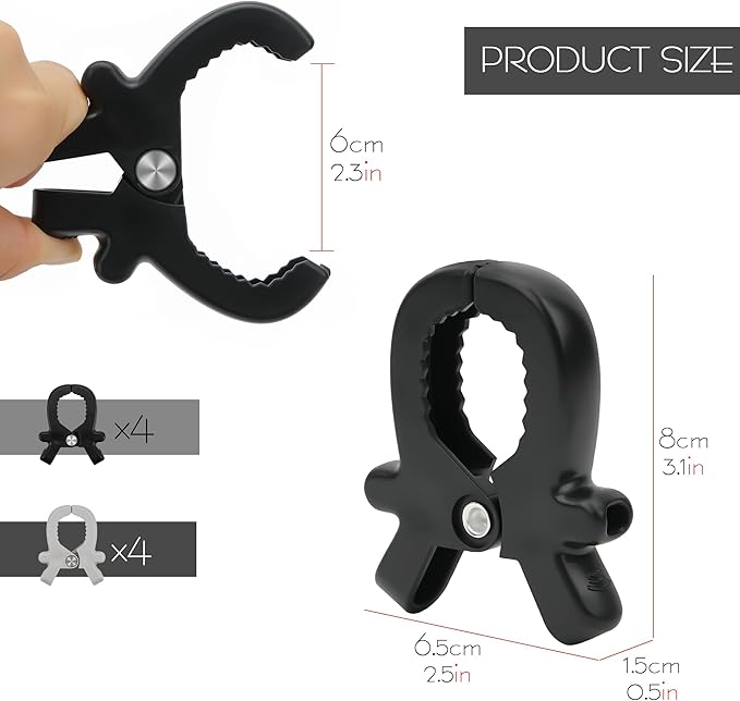 SHIDOW Plastic Beach Towel Clips for Chairs Windproof Design Clips for Towels on Beach, Pool, Cruise Ship, Boat (8 Pack, White and Black)