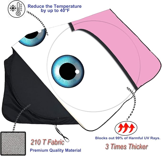 Gven Windshield Sun Shade Pink Car Accessories Sunshade for Women Girly Cover for Front Window Shades Summer Heat Portection for Compact& Midsize Sedan,Compact SUV,Small Pickup,Wagon (Pink, S)