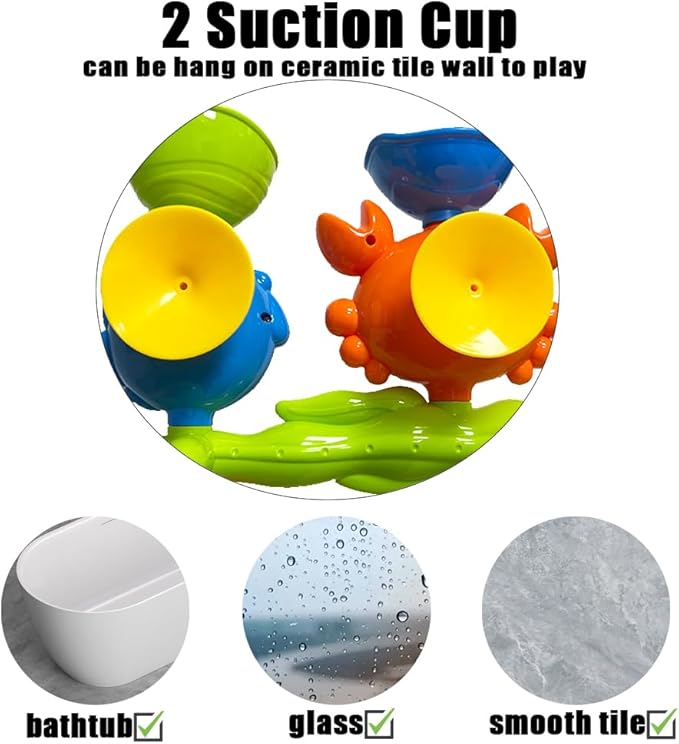 Baby Bath Toys for Kids Ages 1-3, Crab Bathtub Water Toys for Toddler 2-4, Mold Free Bath Toys W/ Suction Cup for Babies 6-12 Months Boys Girls Infant Gifts (Pink)