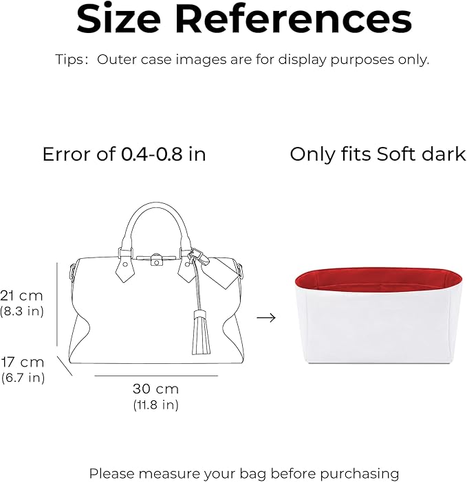 Tote Bag Organizer Insert for LV Soft Speedy Dark Handbag, Custom Fit Inside Premium Rogue Coeur Lightweight WaterResistant Purse Insert with Cup Holder Accessories