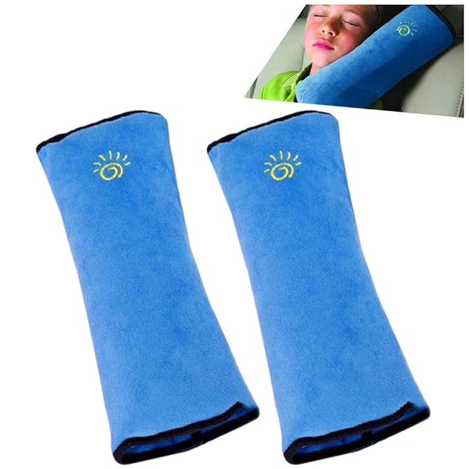 2PC Blue Seat Belt Pillow for Kids, Baby Seatbelt Pillow, Carseat Pillow Protector for Toddler Travel, Kids Travel Seat Belt Pillow, Seatbelt Strap Covers for Child Infant