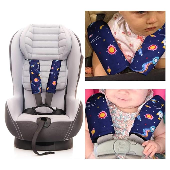 DILIMI Space Carseat Belt Cover for Baby Soft Comfort Seat Belt Cushion for Kids Cute Cartoon Pattern Car Seat Belt Pads Cover (2 Packs)