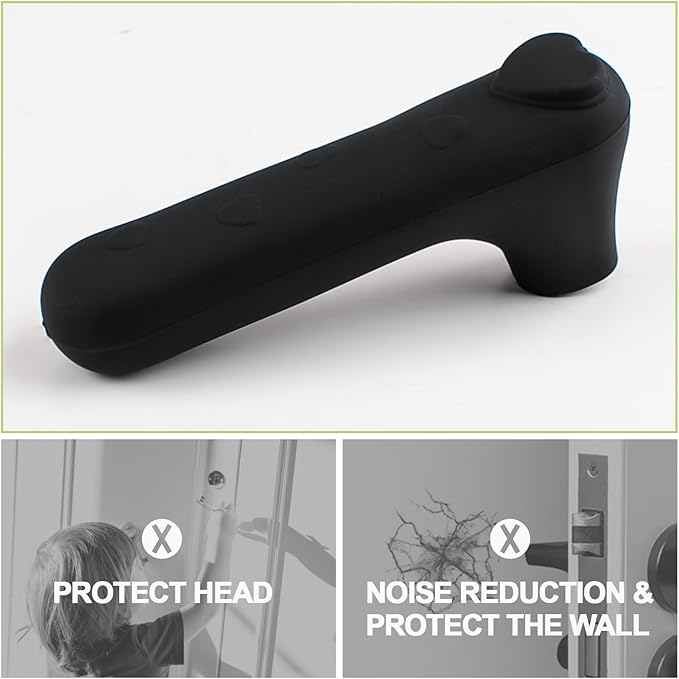 Door Handle Covers, 2Pcs 15 * 5.8 * 3.5cm Silicone Door Handle Glove Covers with Love Heart Decor, Black Door Handle Lever Covers Anti-Static Safety Door Handle Protector