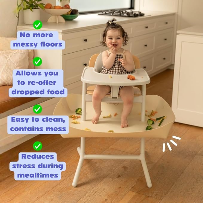 CATCHY -Food Catcher- Compatible with Cybex Lemo High Chair +12 Other High Chairs -Highchair Sold Separately- Baby & Toddler Food & Mess Catcher -Premium Linen Inspired- Under High Chair Accessory