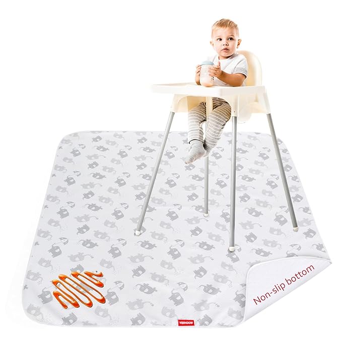 Splat Mat by Mealtime Under High Chair - Baby Feeding Set, Anti-Slip Portable Picnic Mat for Baby Art/Crafts/Playtime, Machine Washable and Waterproof, 46x42