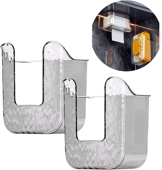 2 Pcs Bathroom Toilet Wall-Mounted Wet Wipes Dispenser Kitchen Wipes Wall Mount Storage Box (Light Gray)