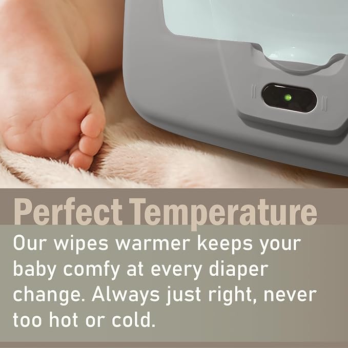 Baby Wet Wipe Warmer and Wet Wipe Dispenser, Holder and Case - with Easy Press On/Off Switch, Great Baby Gift (Blue/Grey) - Only At Amazon