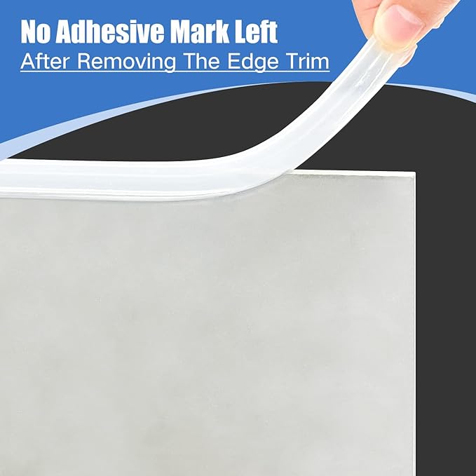 Clear Rubber Edge Trim, Self-Adhesive Transparent Edge Protector for Sheet Metal, Glasses or Flexi Glasses, Flexible Silicone Rubber Material, Fit 1/8"(3mm), U Channel Edge Guard, 10Ft