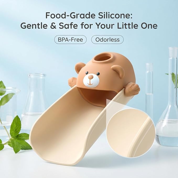 Skyroku Faucet Extender for Kids, Temperature-Sensitive Faucet Spout Extension for Independent Hand Washing - Cute Bear Design, Fits Most Bathroom & Kitchen Sinks(Brown 2P)