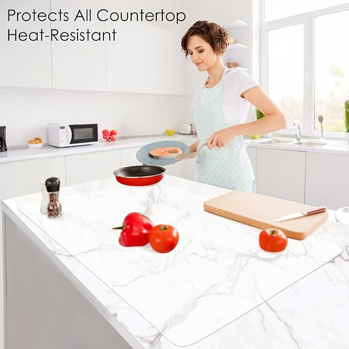 Extra Large Silicone Mat, Food-Grade Flexible Silicone Table Mats for Kids Non-Slip Placemat Waterproof Heat Insulation Countertop Protector Pastry Mat Silicone Pad, 31.5''x23.6'' Clear
