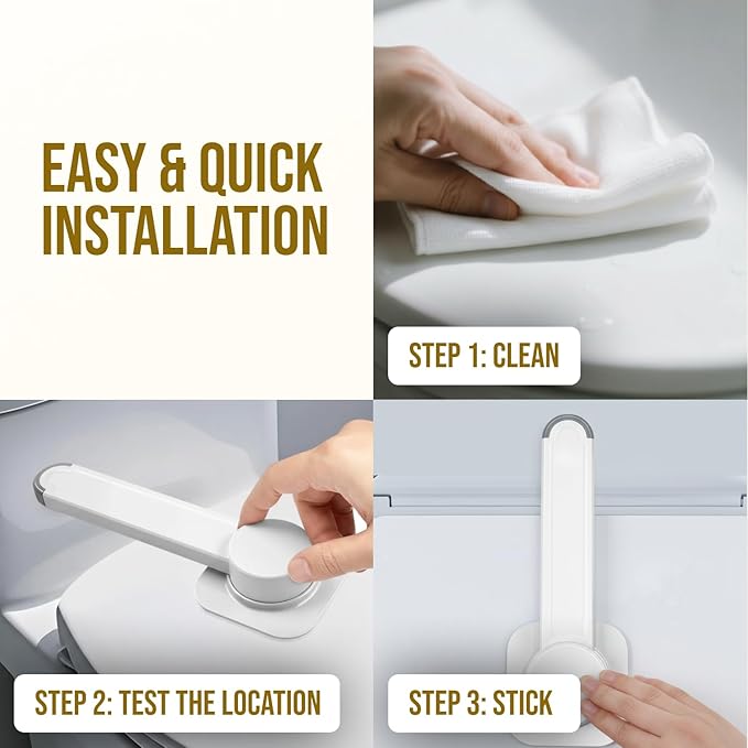 NANZO Toilet Locks Baby Proof (2 Pack) - Easy to Install, Use and Effective Toilet Baby Proofing