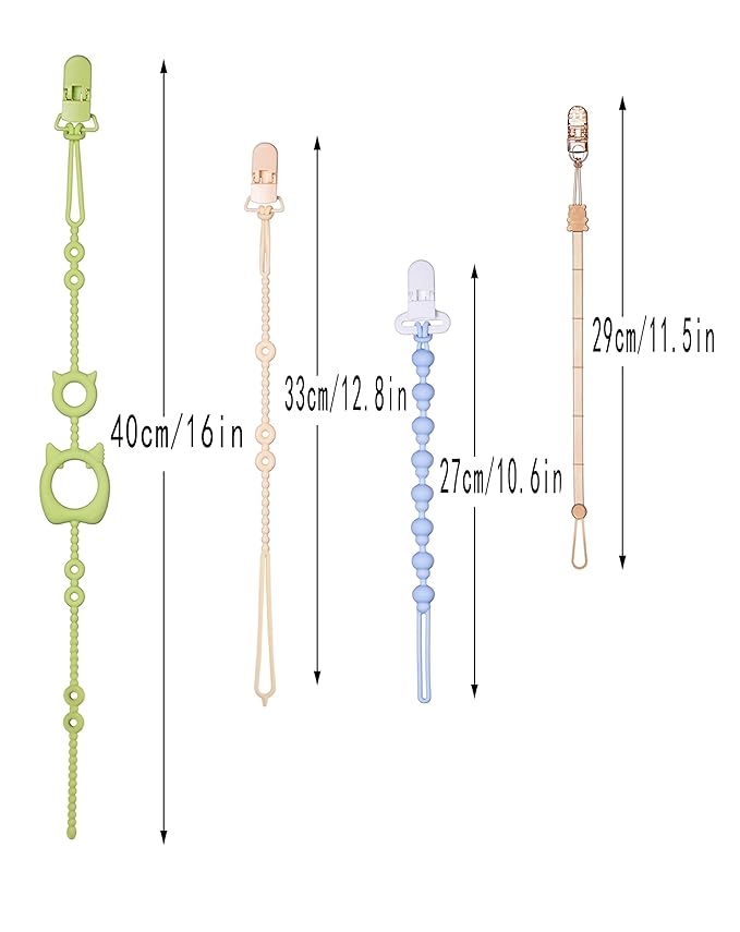 Pacifier Clips & Toy Straps 2-in-1 Combo: 10 Pack with Locking Clips | Extra Long Tethers for Stroller/Car Seat Toys + Short Leashes for Baby Pacifiers & Teethers | BPA Free Silicone (Multicolor 1)