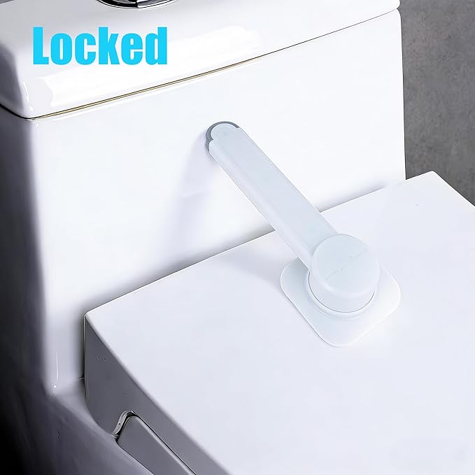 2-Pack Toilet Locks Baby Proof - No-Drill Adhesive Toilet Seats Lock Toilet Lid Lock - Easy Installation Fits Most Standard Toilets