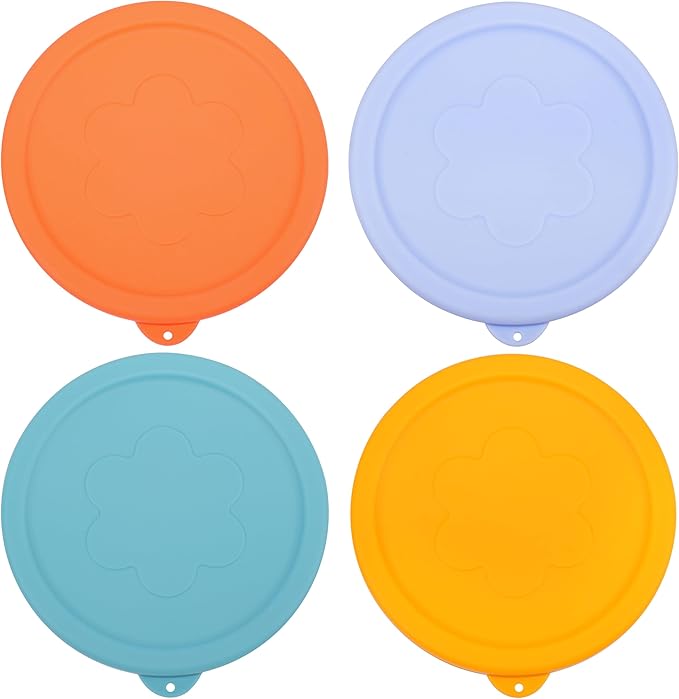 LUVCOSY 4 Cup Silicone Replacement Lids Storage Cover for Anchor Hocking Glass Bowls (Container not Included) 4 Pack Microwave, Dishwasher and Freezer Safe