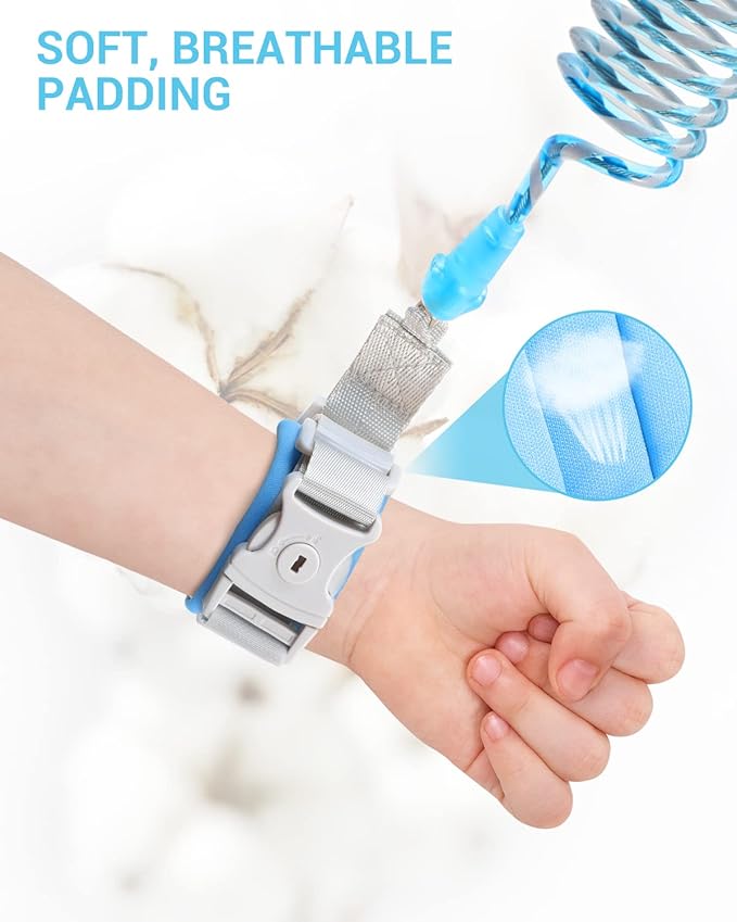 Anti Lost Wrist Link, 2 in 1 Upgrade Toddlers Safety Wristband Leash with Key & Lock, Dual Length 6.56ft Kids Walking Harness for Supermarket Mall Airport Amusement Park Zoo Travel