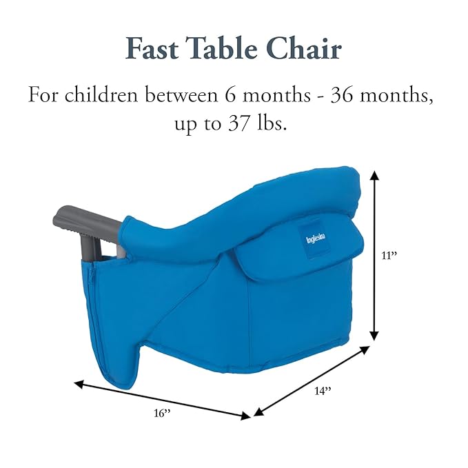 Inglesina Fast Table Chair - Light Blue + Fast Dining Tray - Portable Baby High Chair - for Babies & Toddlers to 37 lbs - Fits Tables 0.8'' to 3.5'' Thick - Compact & Easy to Use - Travel Bag Included