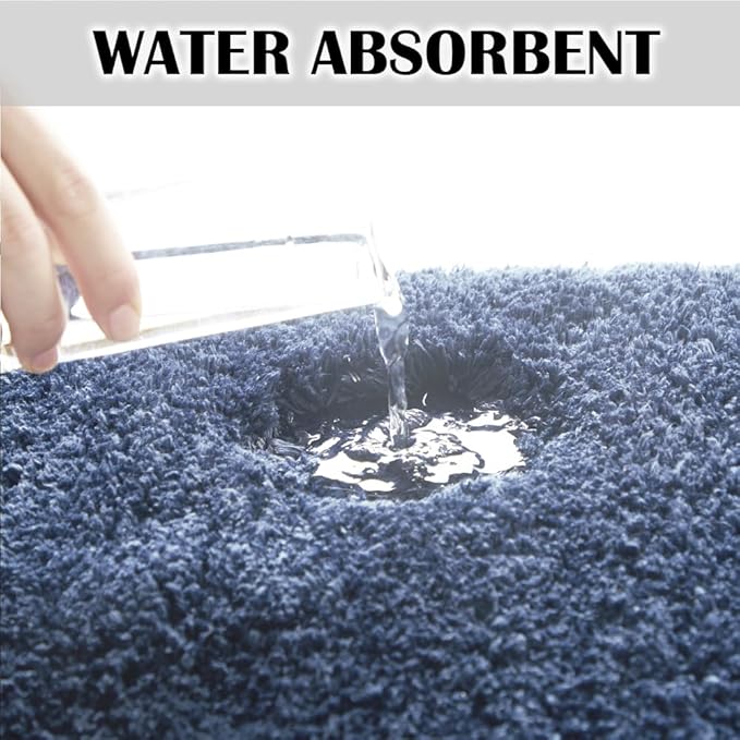 Suchtale Large Bathroom Rug Extra Soft and Absorbent Shaggy Bathroom Mat (24 x 60, Blue) Machine Washable Microfiber Bath Mat, Non Slip Bath Mat, Luxury Bath Floor Mats Rubber Back