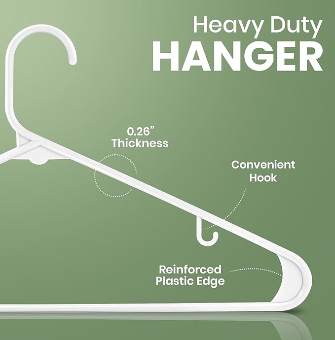 Utopia Home Plastic Hangers 30 Pack - Clothes Hanger with Hooks - Durable & Space Saving (White)