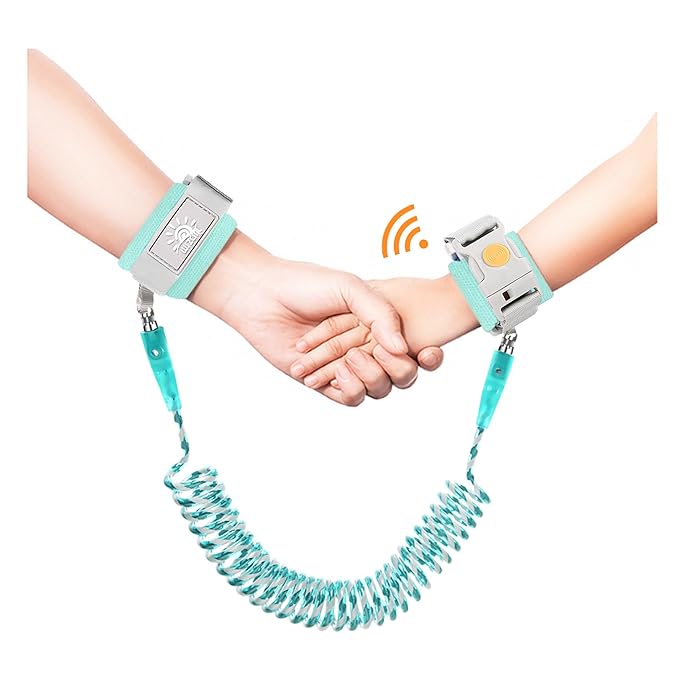 Anti Lost Wrist Link,Toddler Harness Walking Leash with Induction Lock,Reflective Child Wrist Leashes for Baby,6.56ft Kids Leash for Supermarket Mall Airport Amusement Park Zoo Travel（Cyan）
