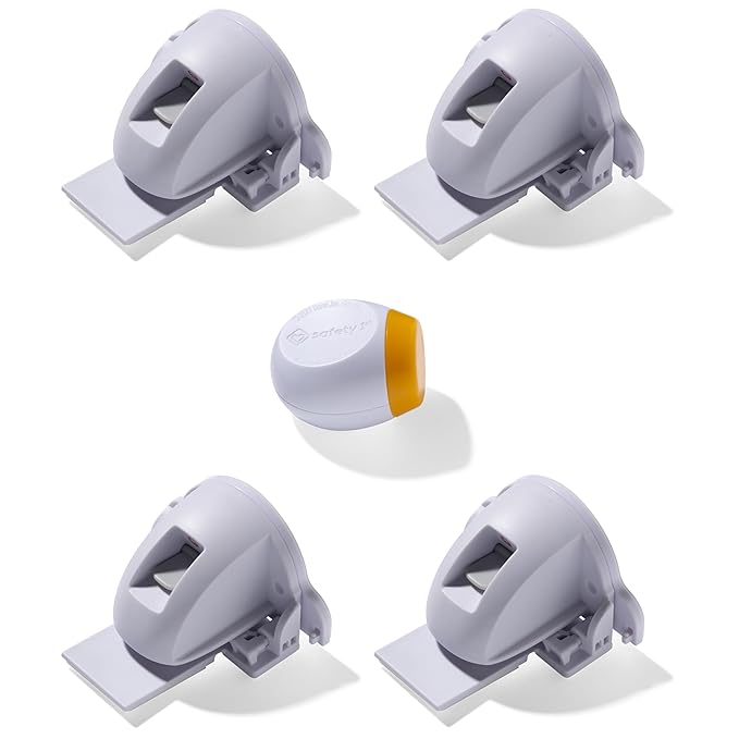Safety 1st Adhesive Magnetic Cabinet Locks, Includes 4 Child Locks for Cabinets & Drawers, 1 Key, White