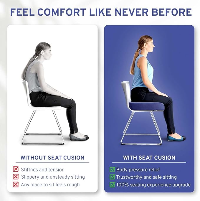 ComfySure Extra Large Wheelchair Seat Cushion - Firm Memory Foam Chair Pad for Wheelchair, Recliner, Office, Car & Bariatric Overweight Users 19”x17”x3”