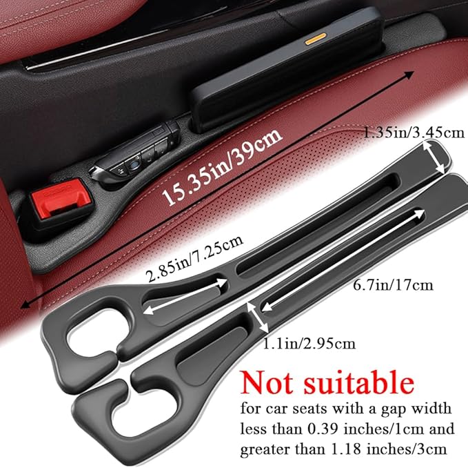Car Seat Gap Filler Organizer Universal for Car SUV Truck Accessories Seat Gap Plug Blocker with Storage Slot Black 2 Pack