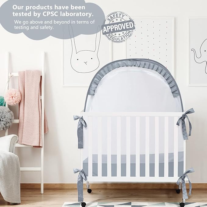 L RUNNZER Pack N Play Tent, Baby Pop Up Crib Tent to Keep Baby in, Crib Net for Pack and Plays, Mini Cribs & Play Yards (39.6" L x 27.6" W x 49.2" H)
